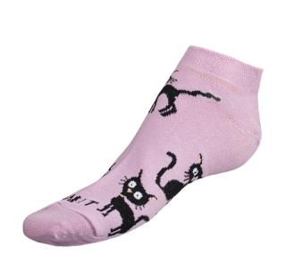 Ponožky nízké Kočka sv.růžová světle růžová,černá vel. 35-38