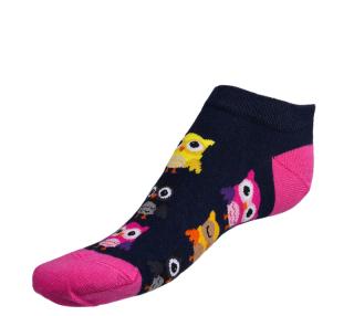 Ponožky nízké Sovy modrá, růžová vel. 35-38