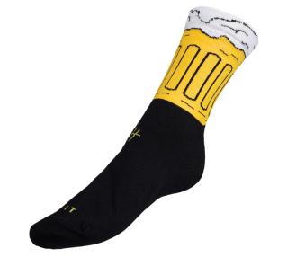 Ponožky Pivo 3 černá, žlutá vel. 35-38