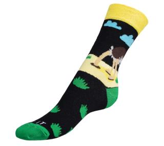 Ponožky Pštros černá, žlutá, zelená vel. 43-46