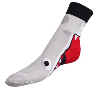 Ponožky Žralok 2 šedá, červená vel. 35-38