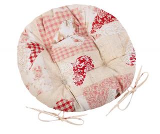 Sedák EMA kulatý prošívaný průměr 40 cm patchwork srdce růžové