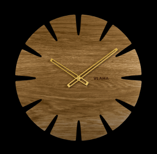 Velké dubové hodiny VLAHA ORIGINAL 45 cm se zlatými ručkami VCT1030