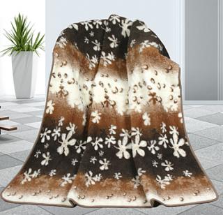 Vlněná deka z evropského merina 155x200 květy 450g/m2