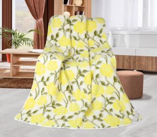 Vlněná deka z evropského merina 155x200 žlutá růže 450g/m2