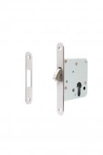 Zadlabací hákový zámek pro posuvné dveře a PZ - cylindrickou vložku EN.304.HKM.PZ.55.20