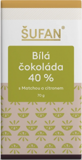 BÍLÁ ČOKOLÁDA 40% S MATCHOU A CITRONEM 70G