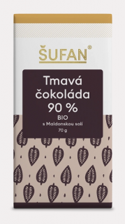 BIO TMAVÁ 90% ČOKOLÁDA S MALDONSKOU SOLÍ 70G