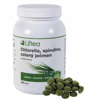 Chlorella spirulina zelený ječmen 250 tablet