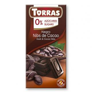 Hořká čokoláda s kakaovými boby bez cukru 75g