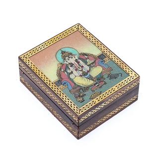 KRABIČKA NA TAROTY NEBO ŠPERKY GANESHA 13,5X11CM PÍSEK MANI BHADRA