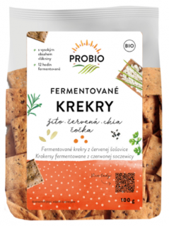 Krekry fermentované žito, červená čočka, chia 100 g BIO