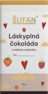 LÁSKYPLNÁ ČOKOLÁDA S MALINOU A JAHODOU 70G