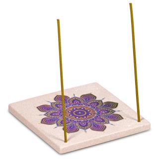 Mani Bhadra stojánek na vonné tyčinky Květ mandala pískovec 10 x 10 cm