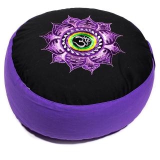 Meditační polštář fialový lotos & ohm - 33x17 cm