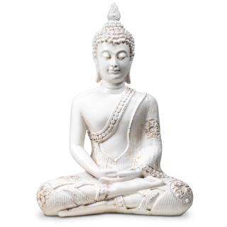 Meditující buddha bílý  20x11x27.5 cm
