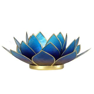 Svícen lotos fialovo modrý se zlatým lemem - 13.5 cm