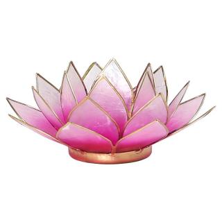 Svícen lotos růžový se zlatým lemem - 13.5 cm