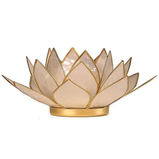 SVÍCEN LOTUS BÍLÝ PERLEŤOVÝ 13,5CM