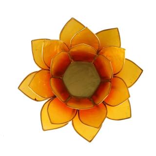 SVÍCEN LOTUS ORANŽOVO ŽLUTÝ OMBRÉ 13,5CM MANI BHADRA