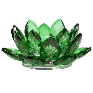 Svícen skleněný lotos zelený 4,5x11 cm