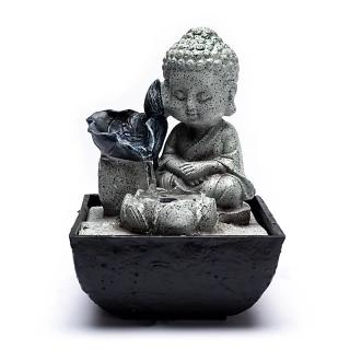 VODNÍ FONTÁNA BUDDHA MALÝ ŠEDIVÝ 14X14X21,5 CM