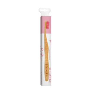 Bambusový kartáček na zuby s růžovými štětinami pro dospělé NORDICS