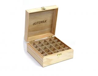 DoTerra dřevěný box s gravírovaným logem 25x15 ml