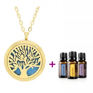 doTerra Trio esenciálních olejů + Aroma náhrdelník Vincenza zlatý