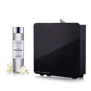 New Aroma difuzér Basic černý + 200 ml olej White flower - dezinfekční aroma olej