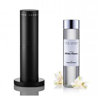 New Aroma difuzér Tower black 100 m2 + 200 ml olej White Flower - dezinfekční aroma olej