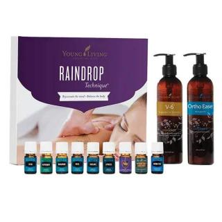 Young Living Raindrop Technique 9x5ml esenciálních olejů a 2x236ml masážních olejů