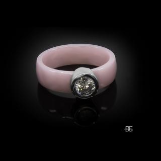 Dámský keramický prsten - Chirurgická ocel s keramikou a zirkonem  + Doprava zdarma + Dárkové balení zdarma Velikost prstenu: 16 (6)