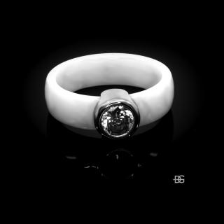 Dámský prsten - Chirurgická ocel se šperkařskou keramikou a zirkonem  + Doprava zdarma + Dárkové balení zdarma Velikost prstenu: 16 (6)