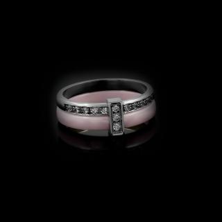 Dámský prsten - Chirurgická ocel se šperkařskou keramikou a zirkony  + Doprava zdarma + Dárkové balení zdarma Velikost prstenu: 16 (6)