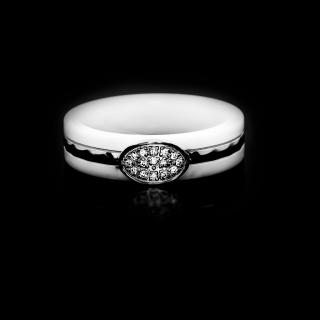 Dámský prsten White - Chirurgická ocel se šperkařskou keramikou a zirkony  + Doprava zdarma + Dárkové balení zdarma Velikost prstenu: 16 (6)