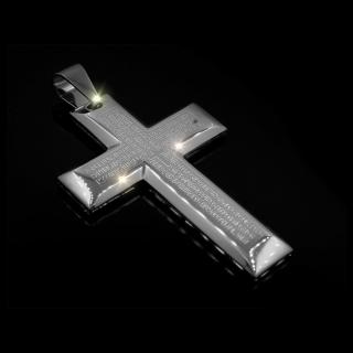 Křížek s úryvkem z Bible - Chirurgická ocel  + Řetízek zdarma + Doprava zdarma