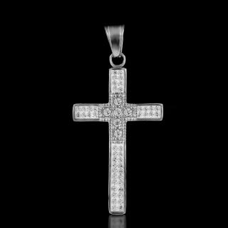 Luxusně zpracovaný Křížek se zirkony - Chirurgická ocel  + Řetízek zdarma + Doprava zdarma + Dárkové balení zdarma