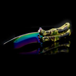 Motýlkový nůž Balisong Camo Rainbow s pouzdrem zdarma  + Doprava zdarma