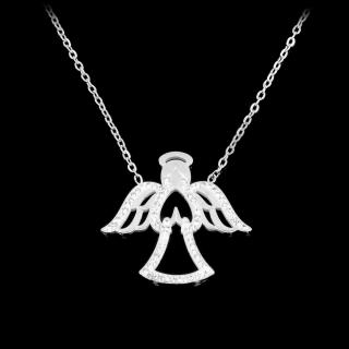 Náhrdelník symbol anděla - Chirurgická ocel se zirkony  + Doprava zdarma + Dárkové balení zdarma