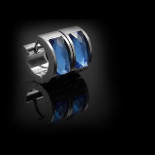 Náušnice kruhy s modrým krystalem - Chirurgická ocel  + Doprava zdarma + Dárkové balení zdarma