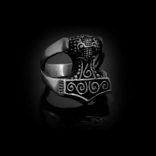 Pánský prsten Mjollnir Thorovo kladivo - Chirurgická ocel  + Doprava zdarma + Dárkové balení zdarma Velikost prstenu: 20 (10)