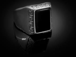 Pánský prsten s černým krystalem - Chirurgická ocel  + Doprava zdarma + Dárkové balení zdarma Velikost prstenu: 22 (12)