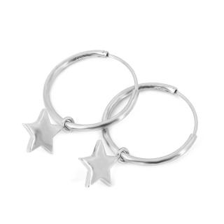 Stříbrné puncované náušnice kroužky s hvězdičkami  + Doprava zdarma + Dárkové balení zdarma