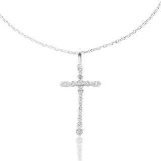 Stříbrný náhrdelník kříž se zirkony - Stříbro 925/1000  + Doprava zdarma + Dárkové balení zdarma