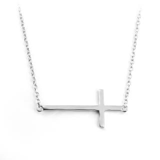 Stříbrný náhrdelník podélný křížek - Stříbro 925/1000  + Doprava zdarma + Dárkové balení zdarma