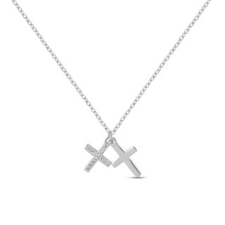 Stříbrný náhrdelník se dvěma křížky - Stříbro 925/1000  + Doprava zdarma + Dárkové balení zdarma