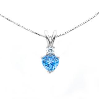Stříbrný náhrdelník se zirkonem v barvě tyrkysu - Stříbro 925/1000  + Doprava zdarma + Dárkové balení zdarma