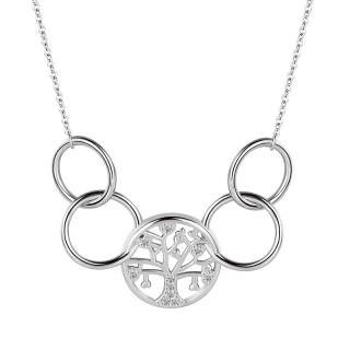 Stříbrný náhrdelník spojené kroužky se stromem života - Stříbro 925/1000  + Doprava zdarma + Dárkové balení zdarma