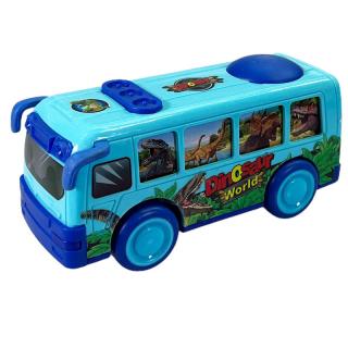 Autobus 12 cm na setrvačník s pohybujícími se obrázky modrý